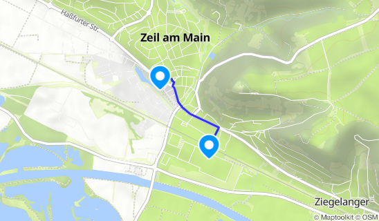 Kartenausschnitt Startpunkt Bahnhof Zeil a.M.